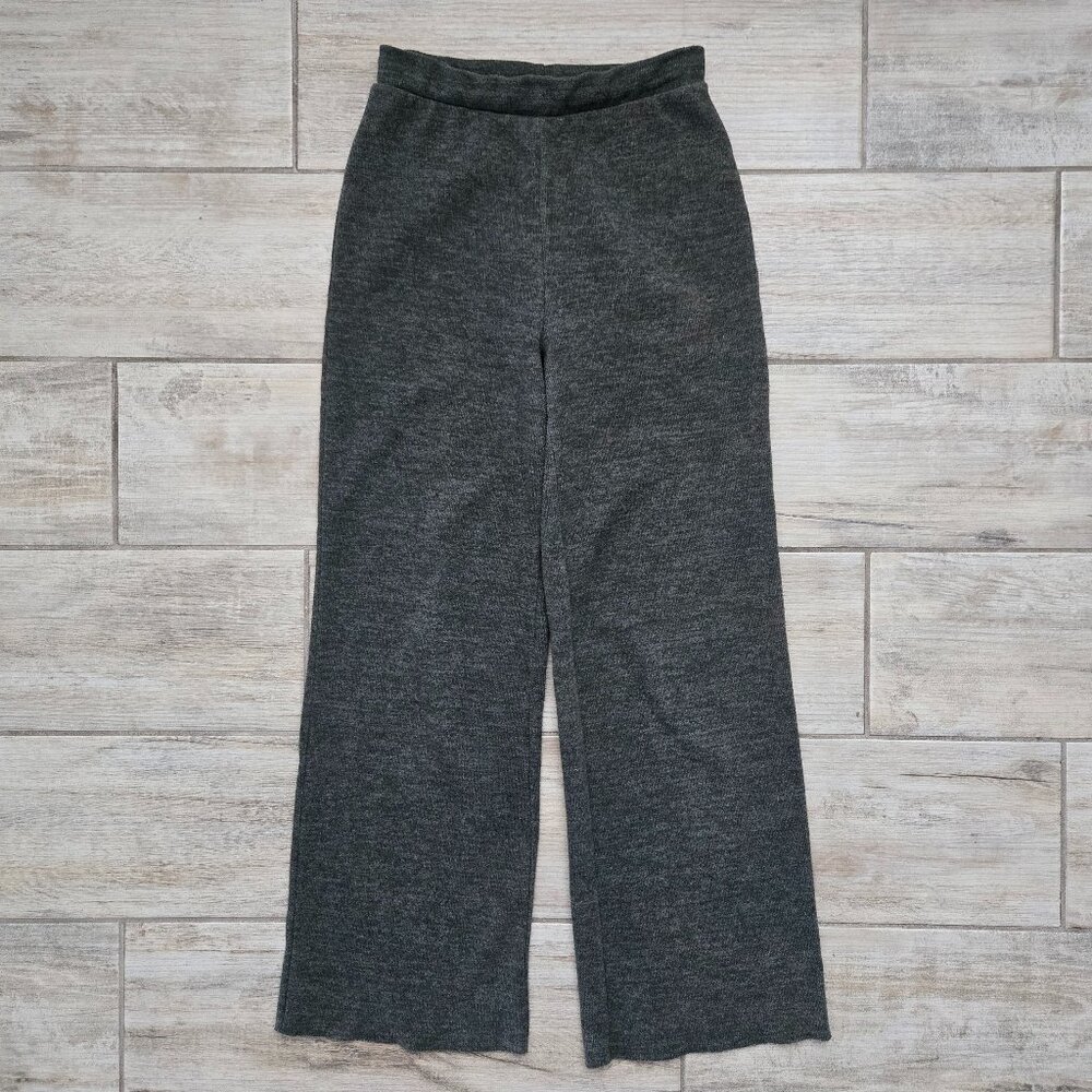 Zara Wide Leg Sweatpants Women's Heathered Pull‎ On Raw Hem Ankle Loungewear S